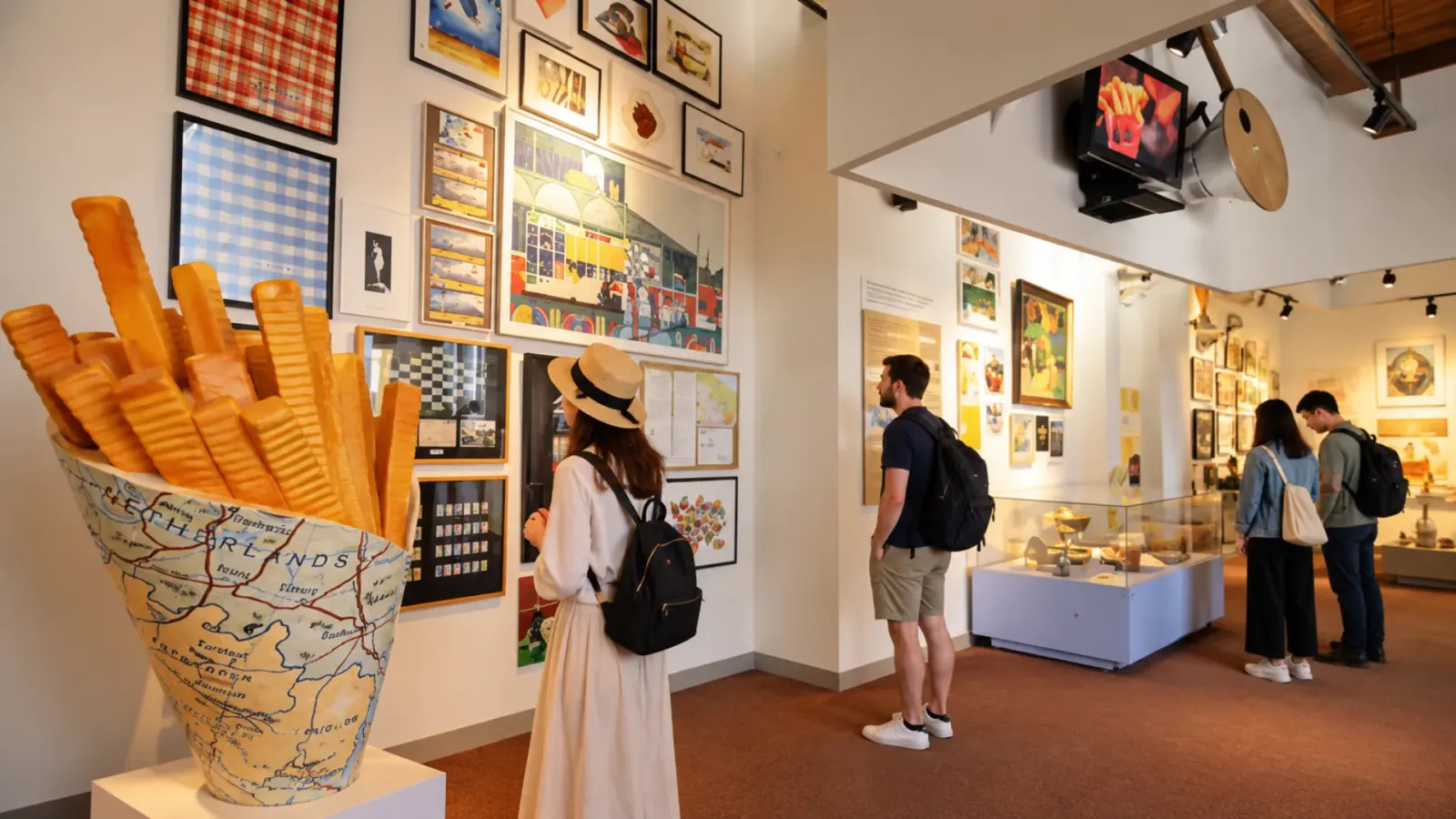 Không gian trưng bày về lịch sử khoai tây chiên và văn hóa ẩm thực Bỉ tại Frietmuseum Bruges