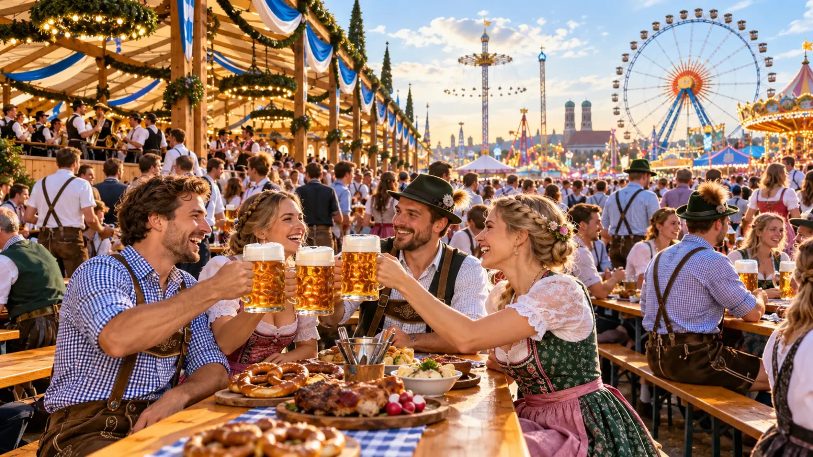 Không khí lễ hội Oktoberfest với du khách tham gia tại Munich nước Đức