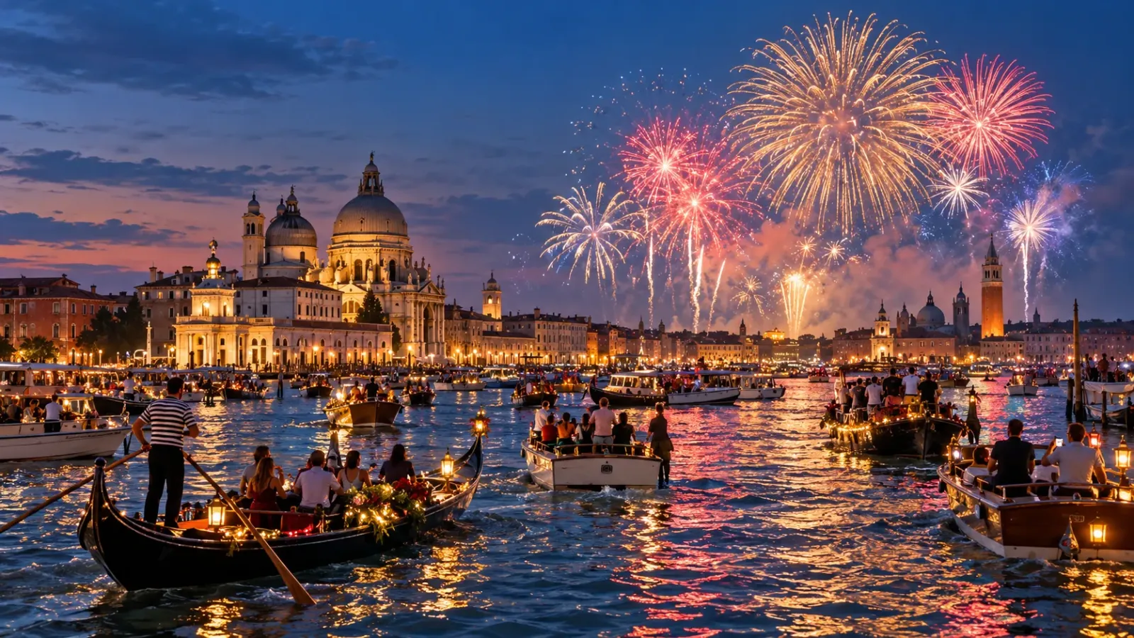 Không khí lễ hội truyền thống Festa del Redentore tại Venice, Ý.