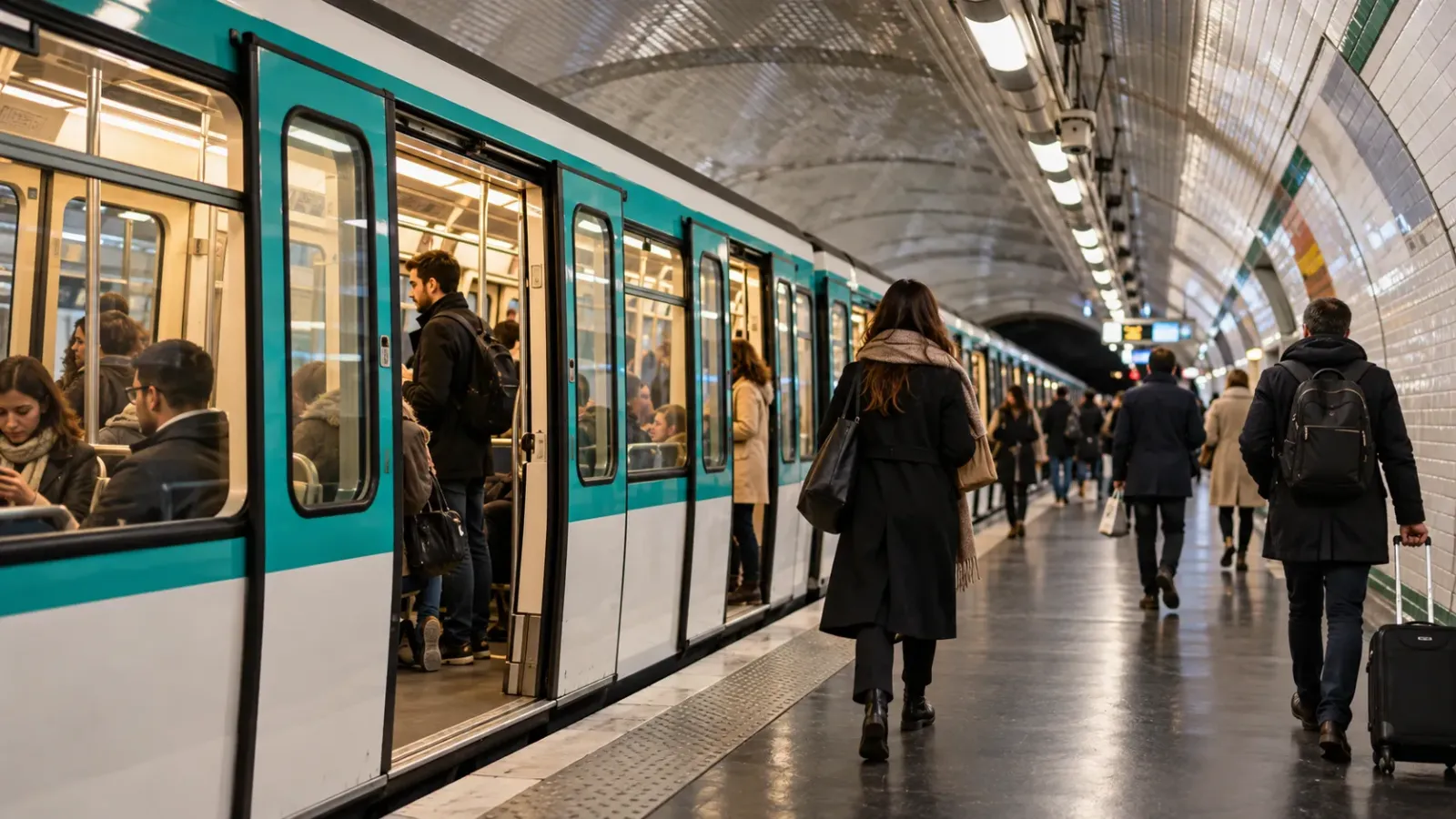 Khu vực tàu điện ngầm tại Paris, Pháp.
