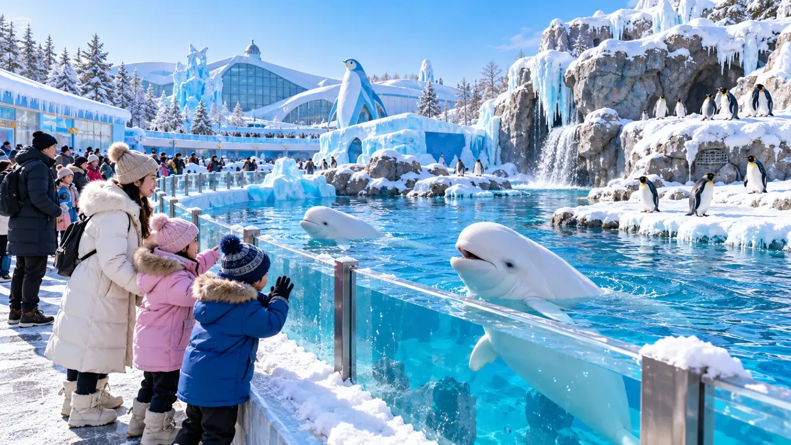 Khu vực tham quan động vật vùng cực tại công viên Harbin Polarland