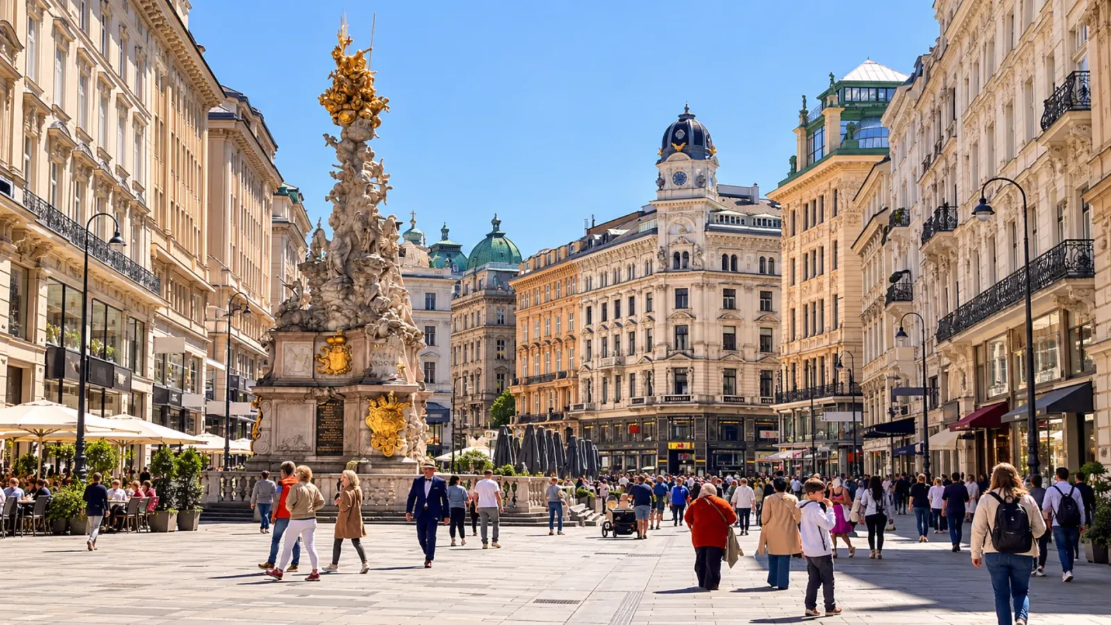 Khung cảnh kiến trúc tại thành phố Vienna của Áo
