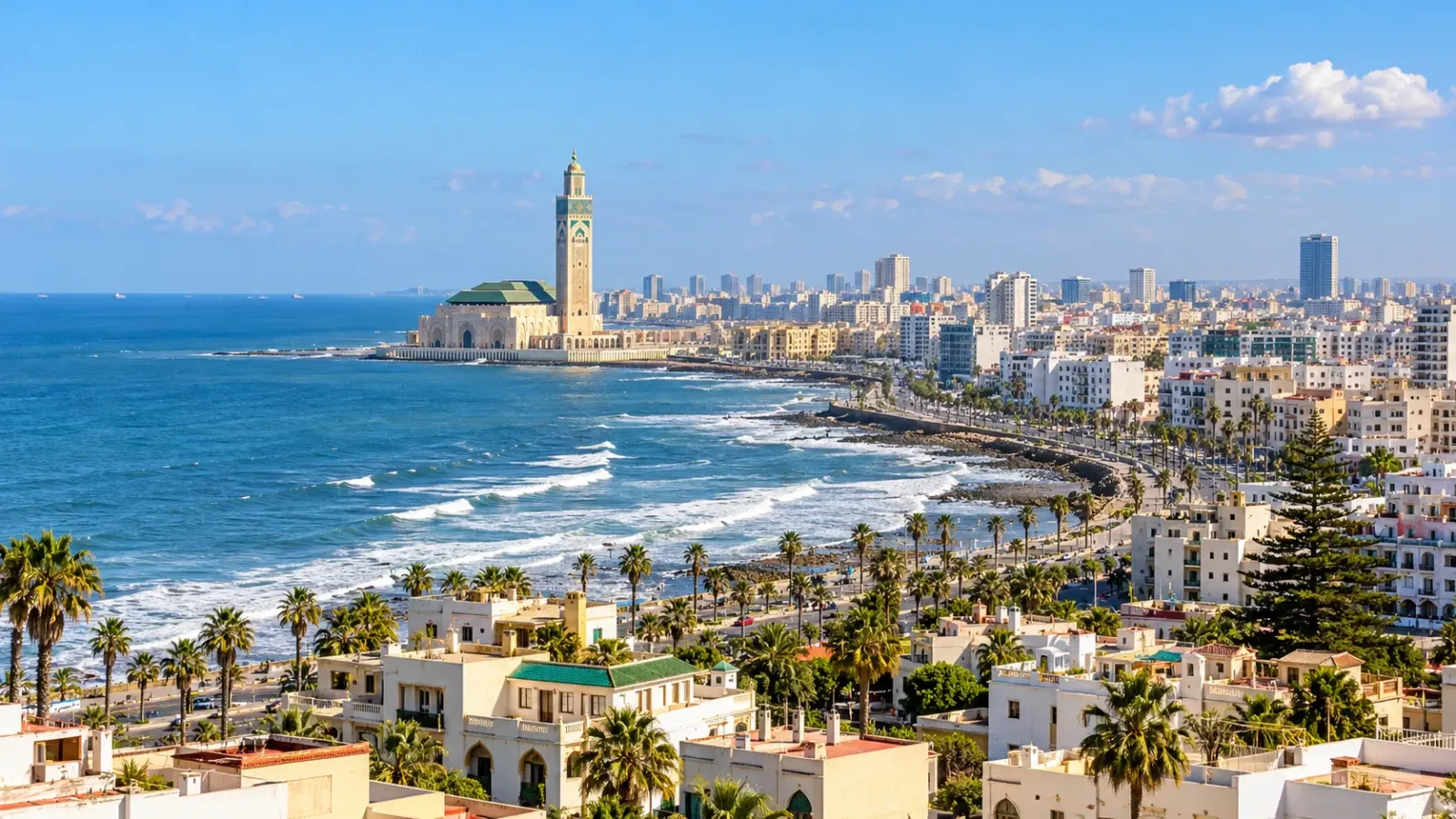 Khung cảnh thành phố Casablanca tại Maroc trong hành trình du lịch.