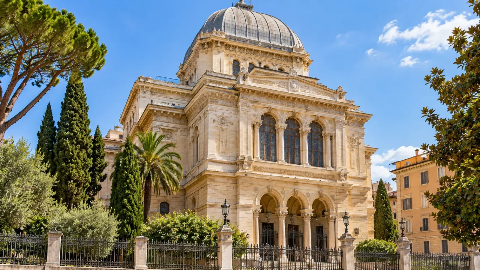 Kiến trúc bên ngoài Đại giáo đường Do Thái Tempio Maggiore tại Rome