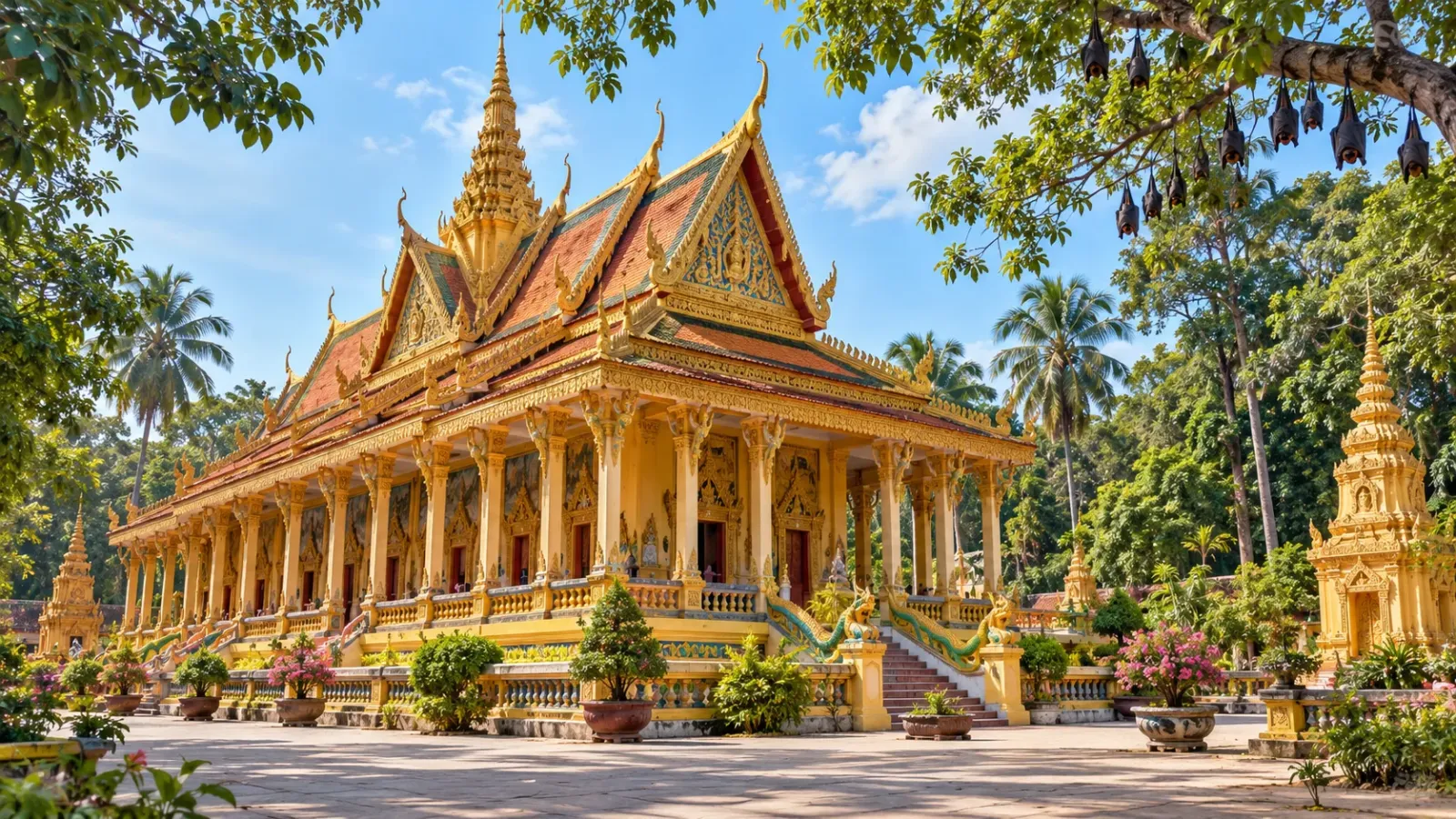 Kiến trúc Chùa Dơi tại khu vực Sóc Trăng thuộc thành phố Cần Thơ