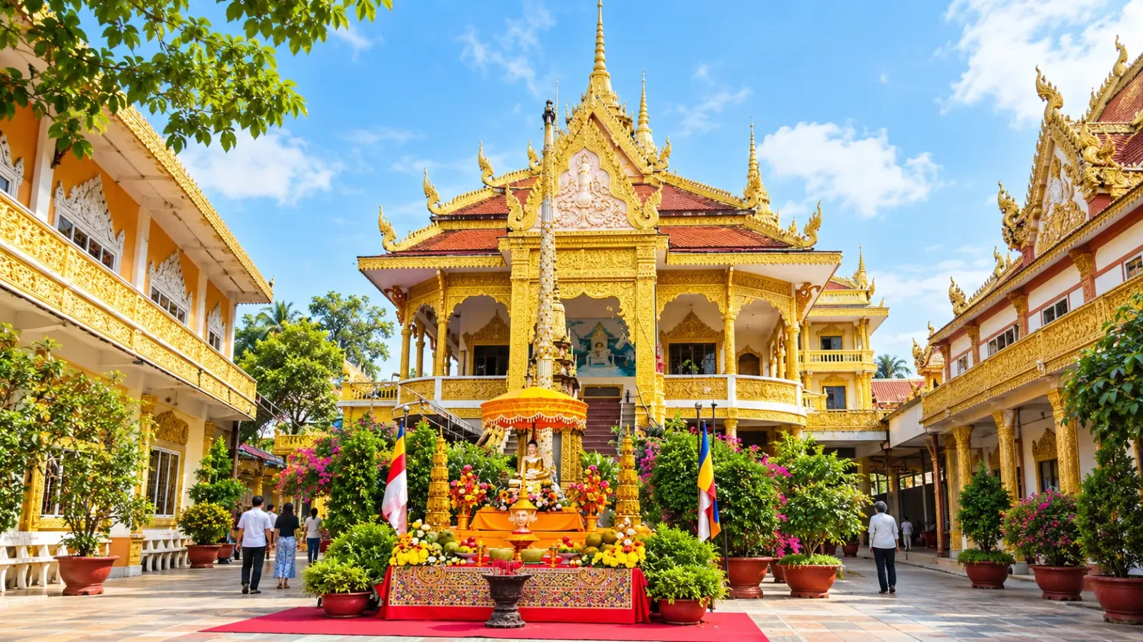 Kiến trúc Chùa Munir Ansay mang nét đặc trưng văn hóa Khmer tại Cần Thơ.