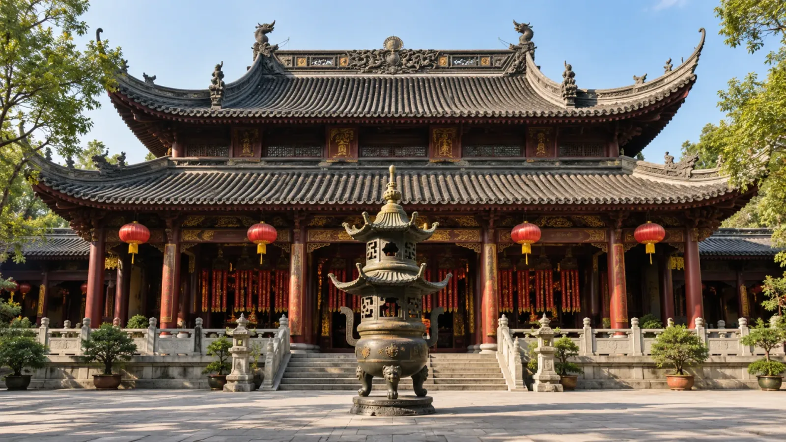 Kiến trúc chùa Ngọc Phật tại quận Putuo, thành phố Thượng Hải