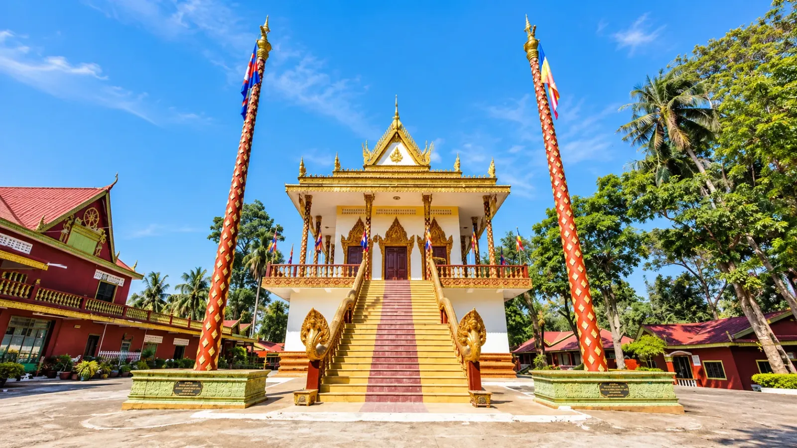 Kiến trúc chùa Wat Leu trên khu vực đồi tại thành phố Sihanoukville