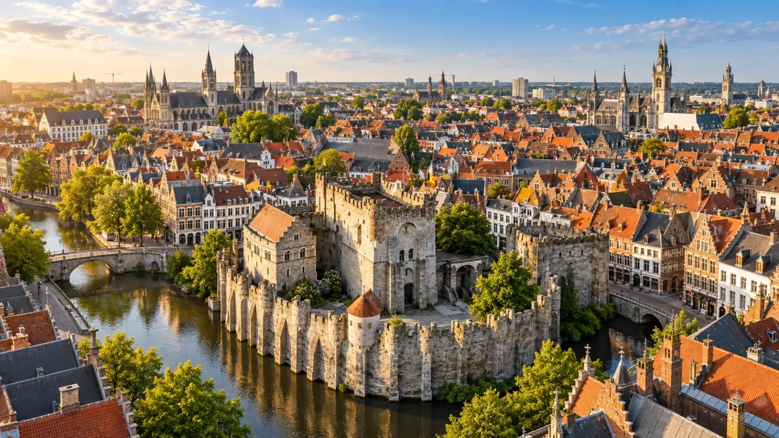 Kiến trúc lịch sử và cảnh quan trung tâm thành phố Ghent ở Bỉ