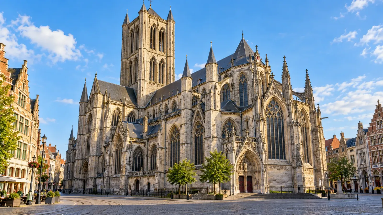 Kiến trúc Nhà thờ chính tòa St Bavo tại trung tâm thành phố Ghent, Bỉ