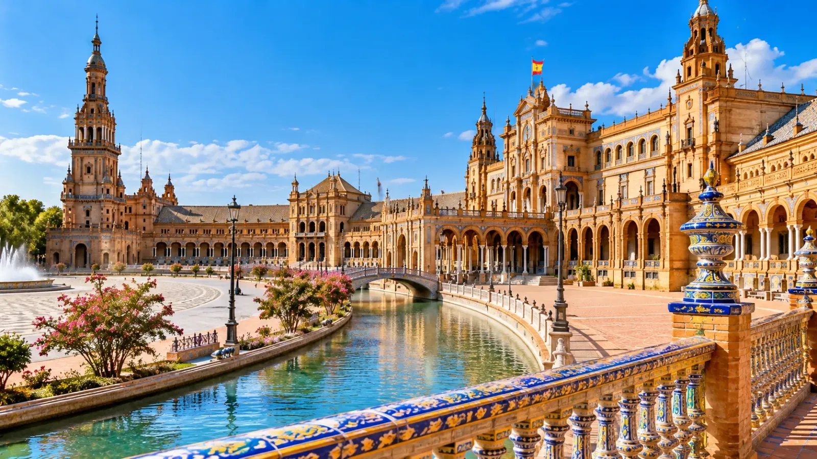 Kiến trúc quảng trường Plaza de España tại thành phố Sevilla vùng Andalusia