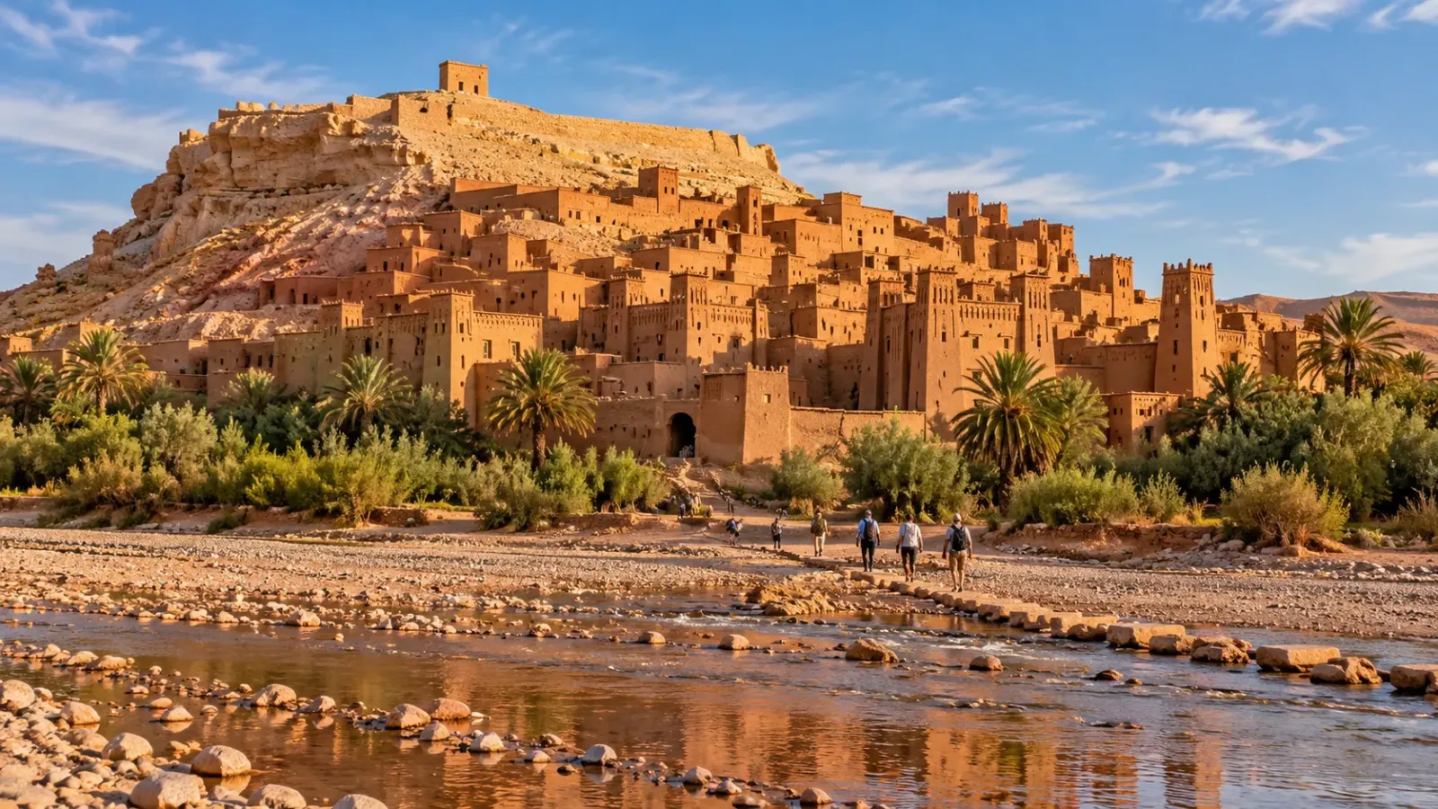 Ksar Ait Ben Haddou với kiến trúc đất truyền thống tại Maroc