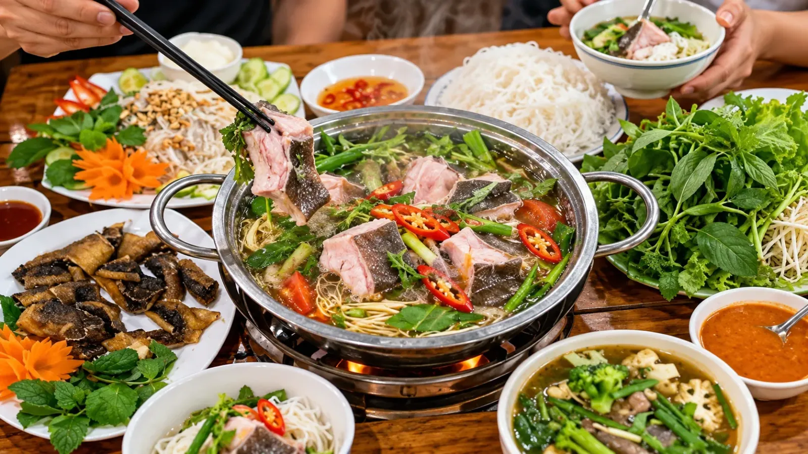 Lẩu cá đuối dùng cho bữa tối ở Vũng Tàu