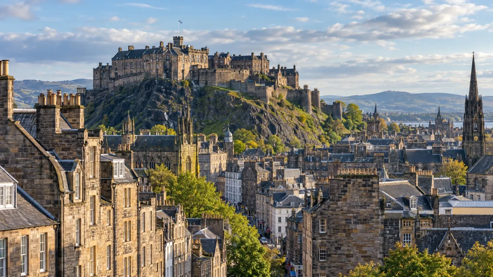 Lâu đài Edinburgh nhìn từ khu Old Town của thủ đô Scotland