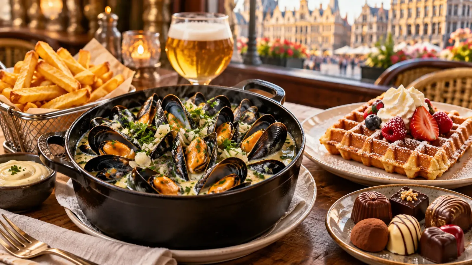Moules-frites, waffle và socola trong trải nghiệm ẩm thực Bỉ