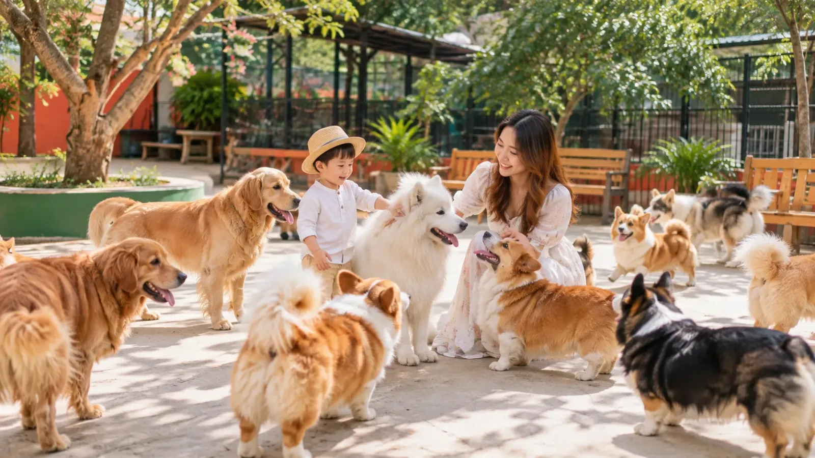 Những chú chó tại khu tương tác ở nông trại Puppy Farm Đà Lạt