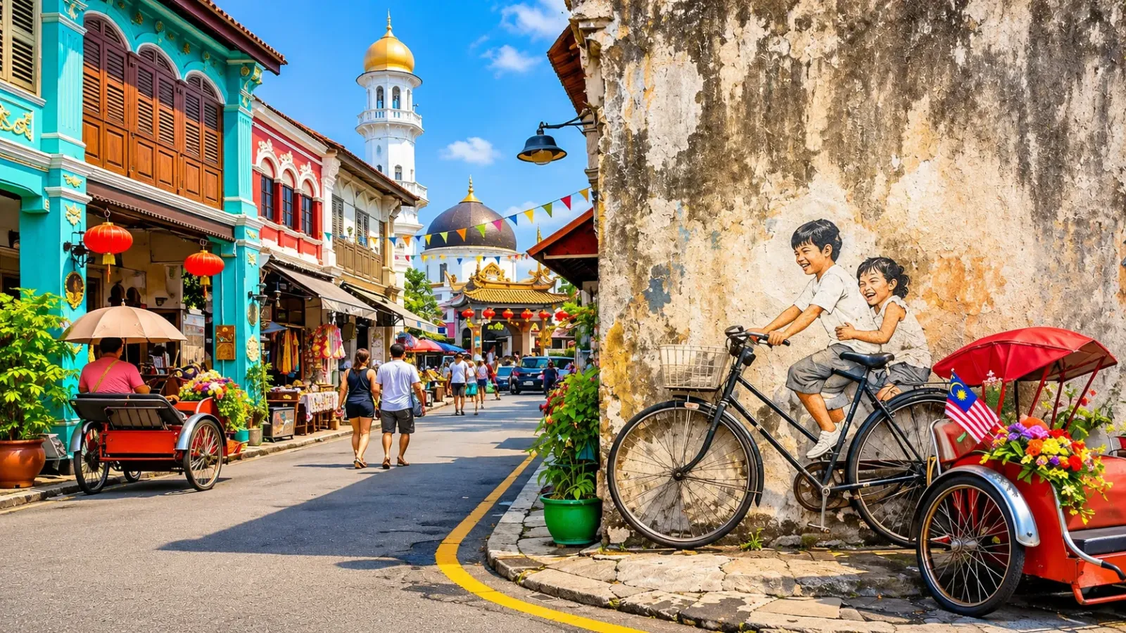 Những dãy nhà cổ và nghệ thuật đường phố tại khu di sản George Town ở Penang