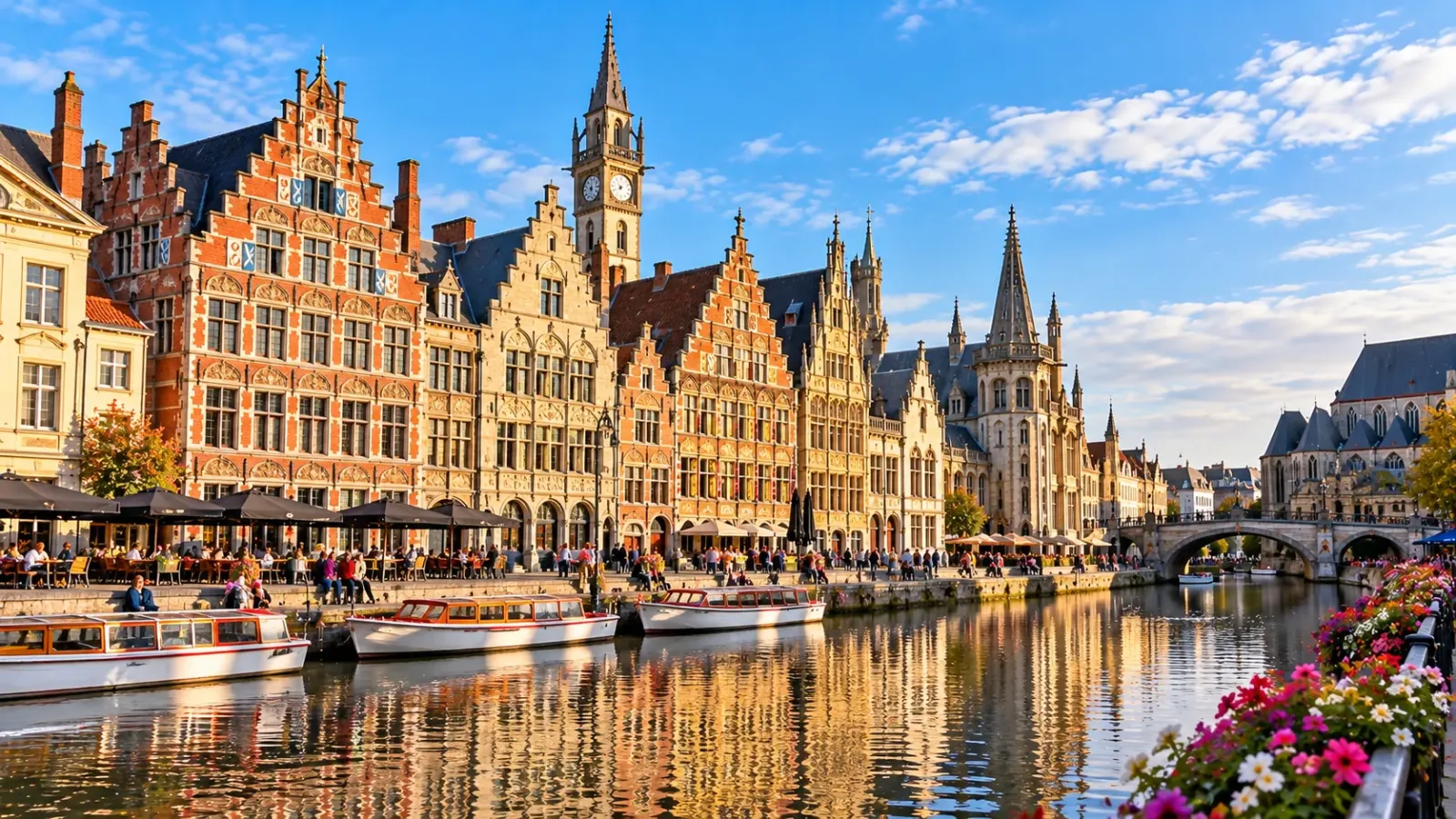 Những dãy nhà lịch sử bên hai bờ Graslei và Korenlei tại thành phố Ghent