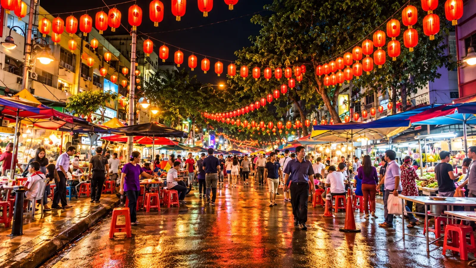 Phố ẩm thực Jalan Alor về đêm tại Kuala Lumpur Malaysia