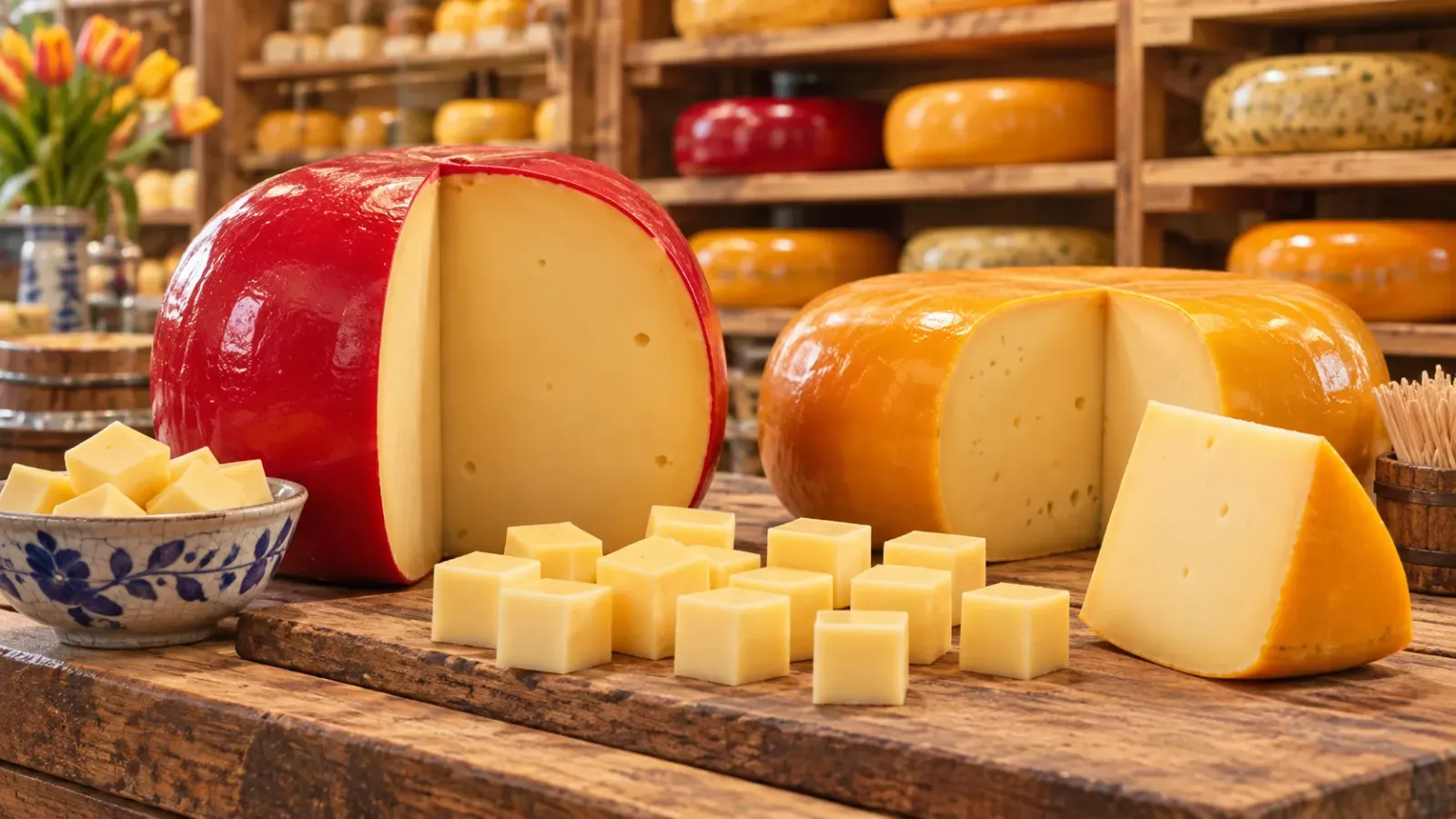Phô mai Hà Lan như Gouda và Edam được bán tại các cửa hàng chuyên cheese