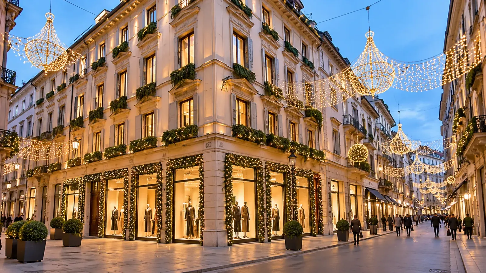 Phố Via Montenapoleone tại Milan với những cửa hàng thời trang cao cấp dọc hai bên đường