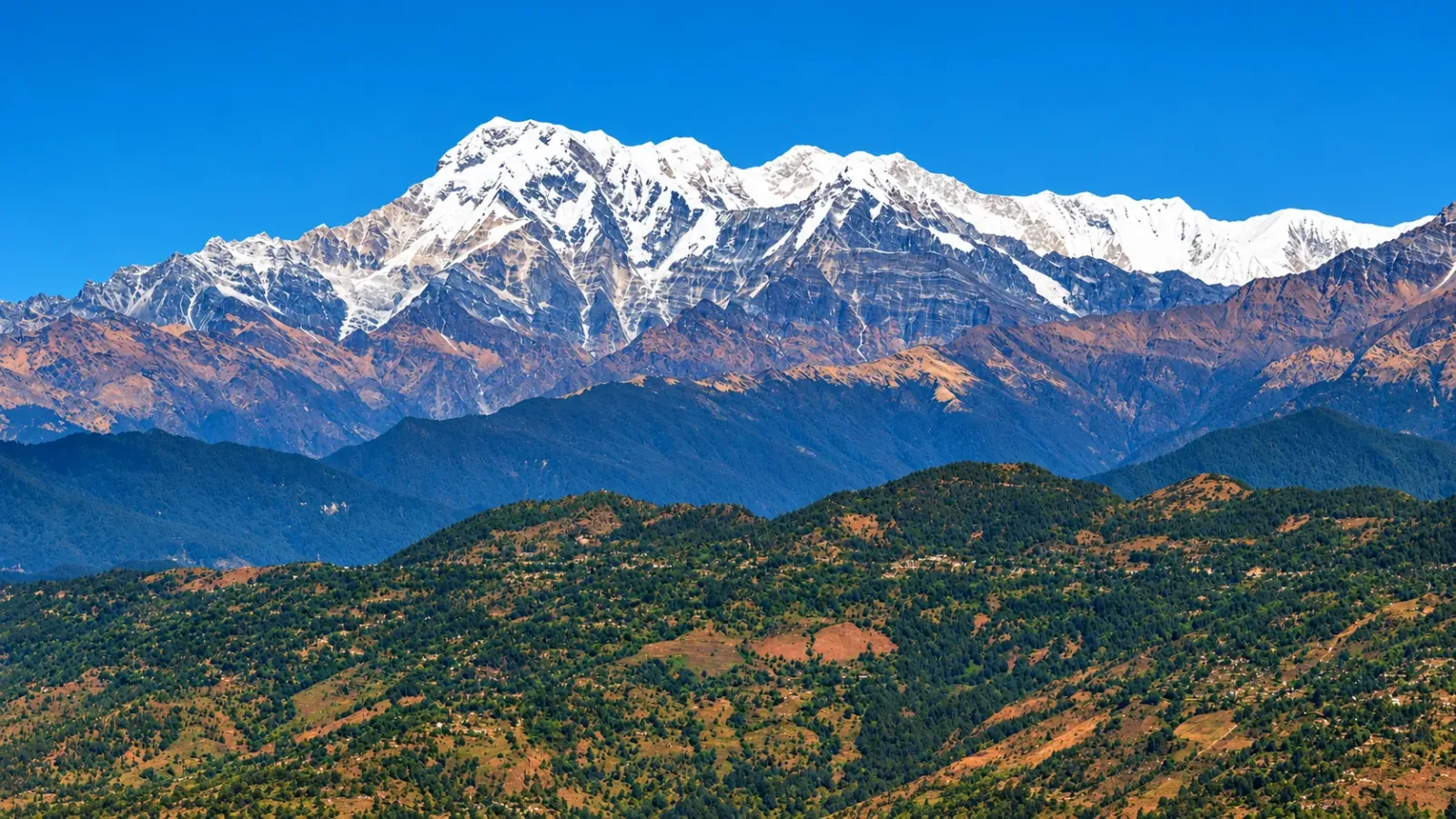 Phong cảnh dãy Himalaya với những đỉnh núi tuyết tại Nepal
