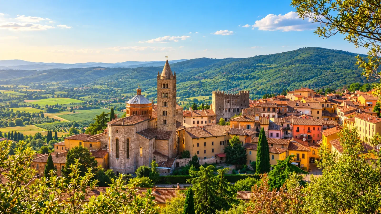 Phong cảnh đồi núi và vùng nông thôn Tuscany tại miền Trung nước Ý
