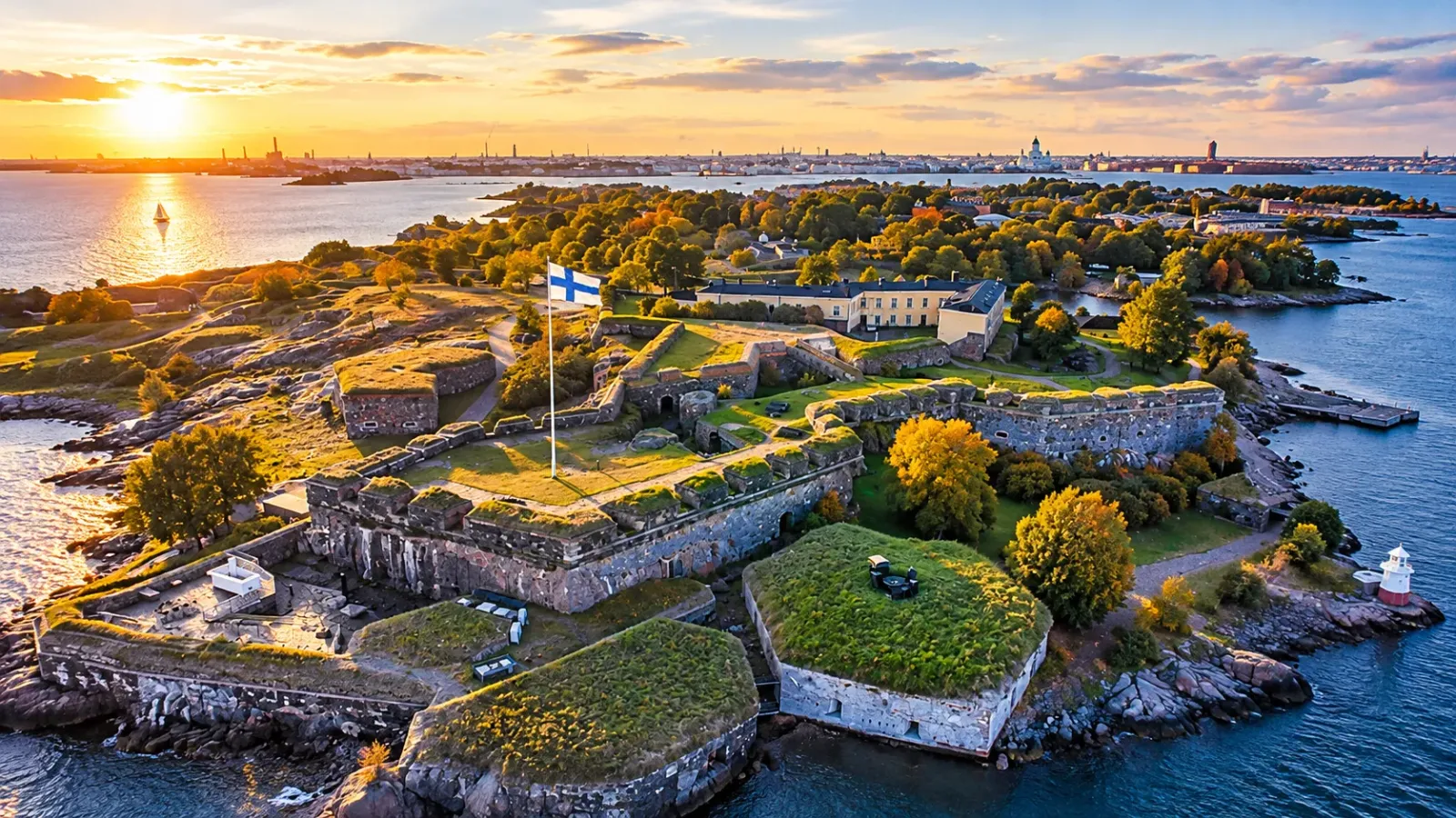 Quần thể pháo đài biển Suomenlinna nằm trên các đảo ngoài khơi Helsinki Phần Lan