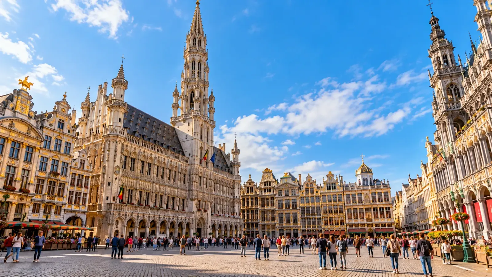 Quảng trường Grand-Place tại Brussels với những tòa nhà lịch sử và kiến trúc trang trí đặc sắc