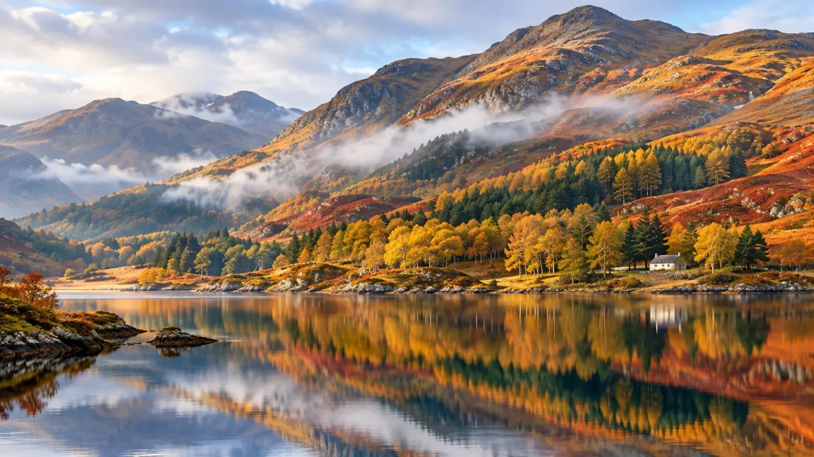 Rừng và cảnh quan Scotland chuyển sắc vàng đỏ vào mùa thu