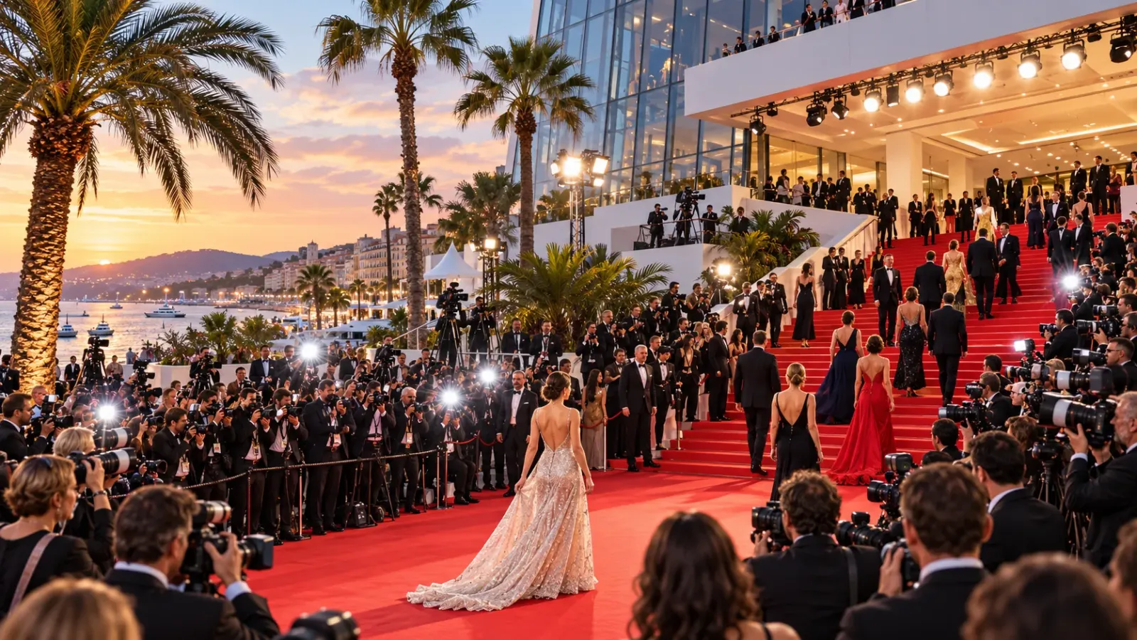 Thảm đỏ và khu vực Palais des Festivals trong thời gian Liên hoan phim Cannes tại Pháp
