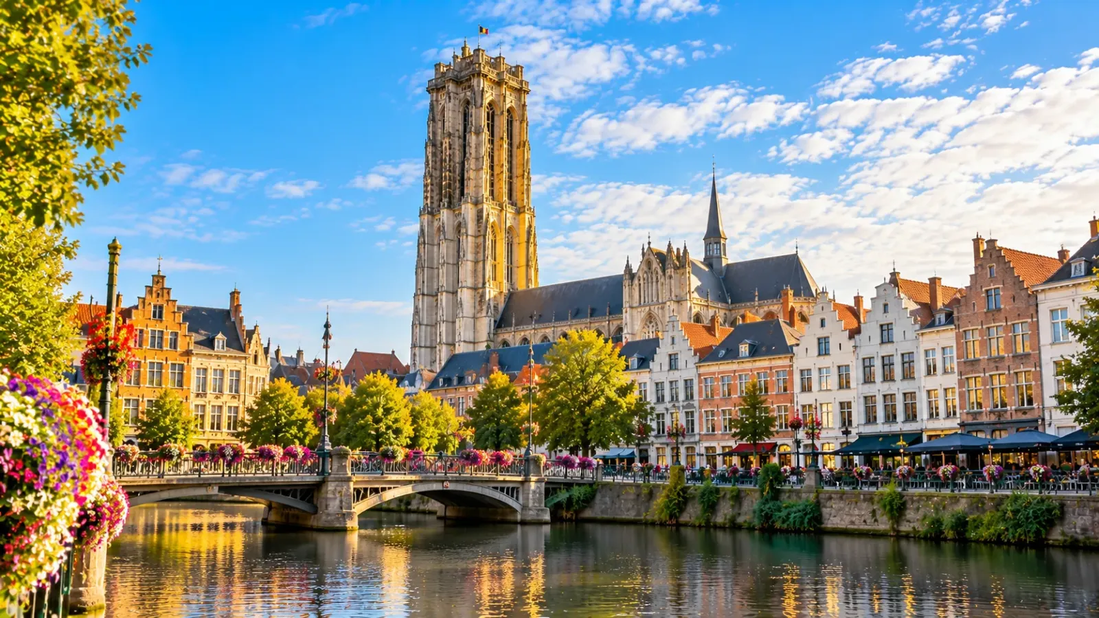 Tháp St Rumbold vươn cao phía trên những công trình lịch sử tại Mechelen