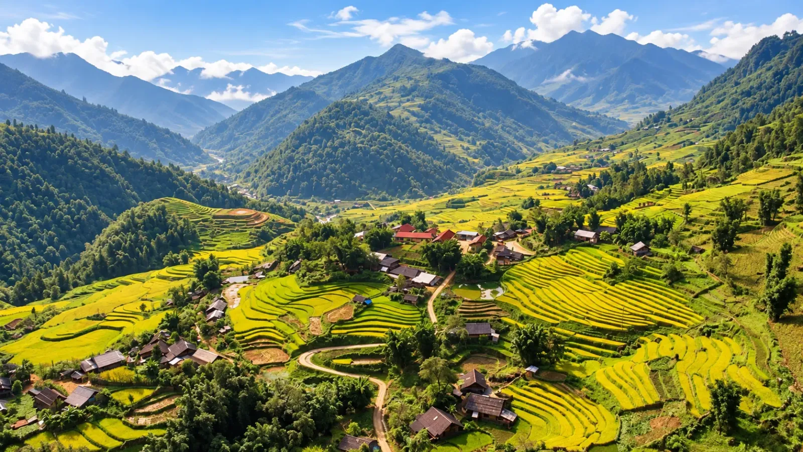 Thung lũng Mường Hoa với ruộng bậc thang và bản làng tại Sa Pa