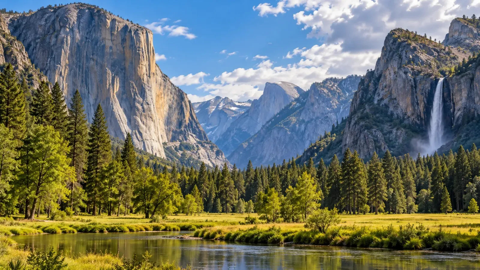 Thung lũng Yosemite với vách đá granite và cảnh quan thiên nhiên California
