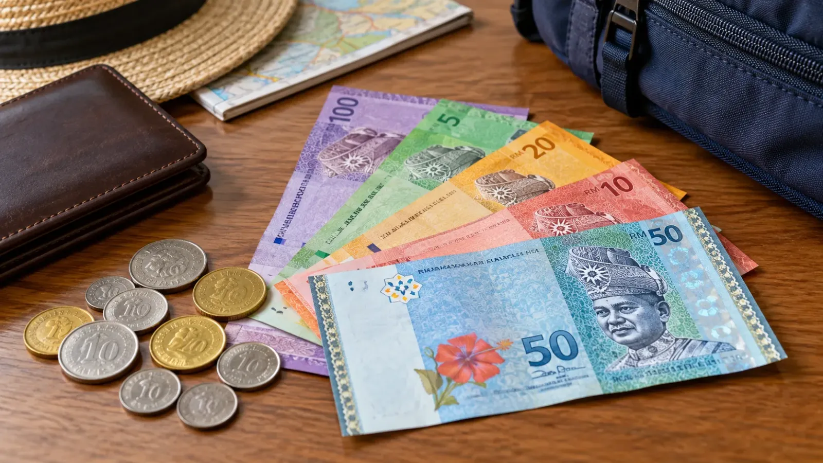 Tiền Ringgit Malaysia được chuẩn bị để thanh toán trong chuyến du lịch