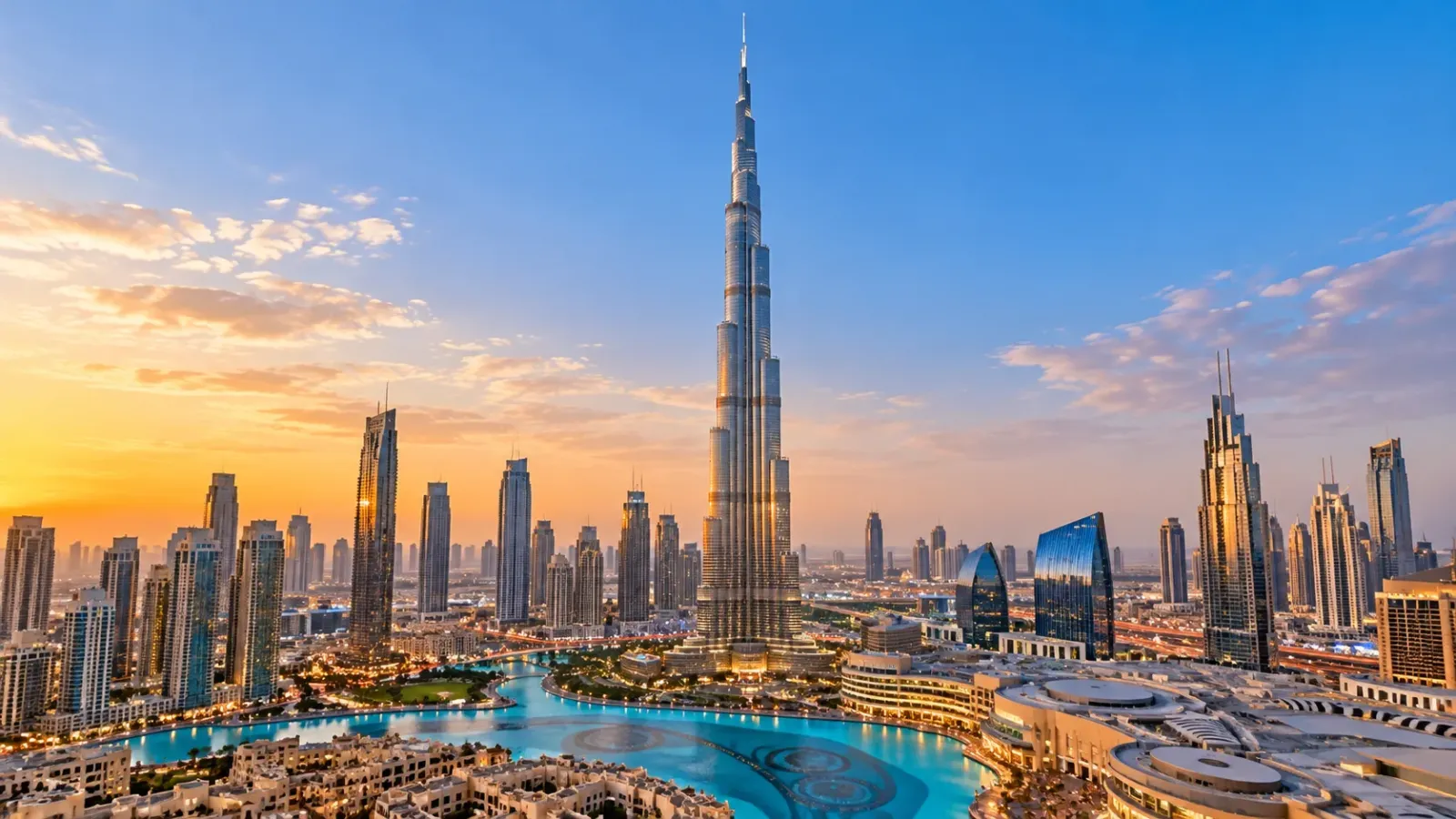 Tòa tháp Burj Khalifa vươn cao giữa những công trình hiện đại tại trung tâm Dubai