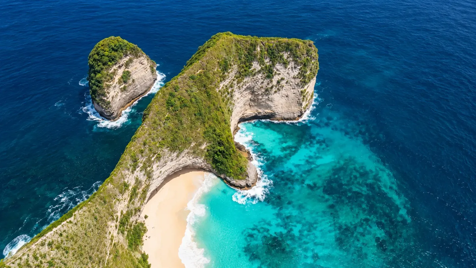 Vách đá hình khủng long và bãi biển Kelingking trên đảo Nusa Penida Indonesia