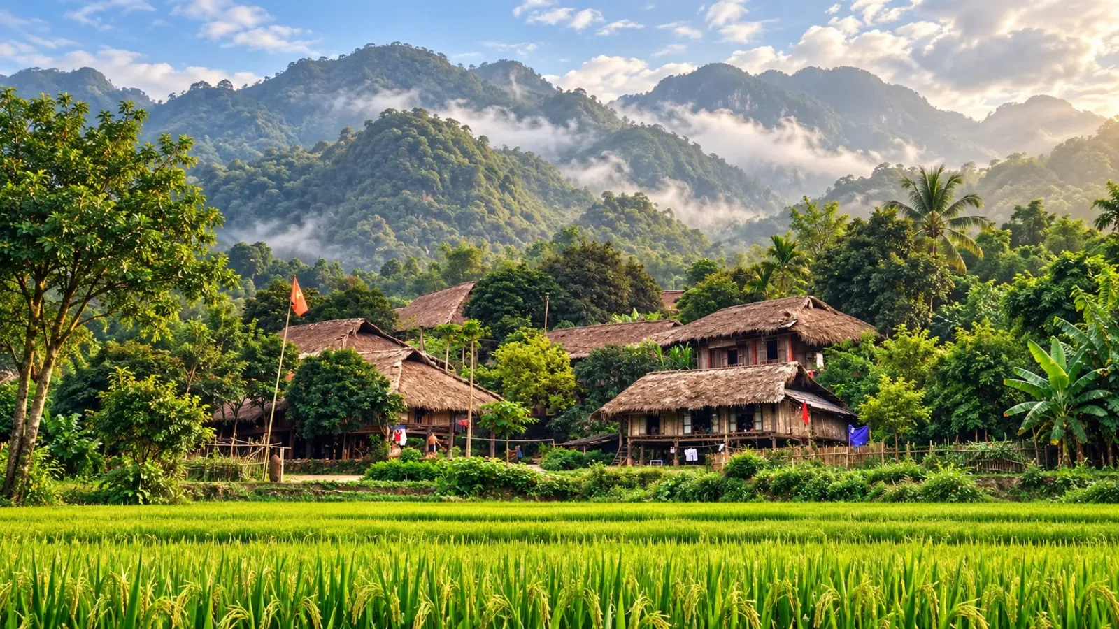 Thung lũng và bản làng tại Mai Châu trong hành trình Tây Bắc