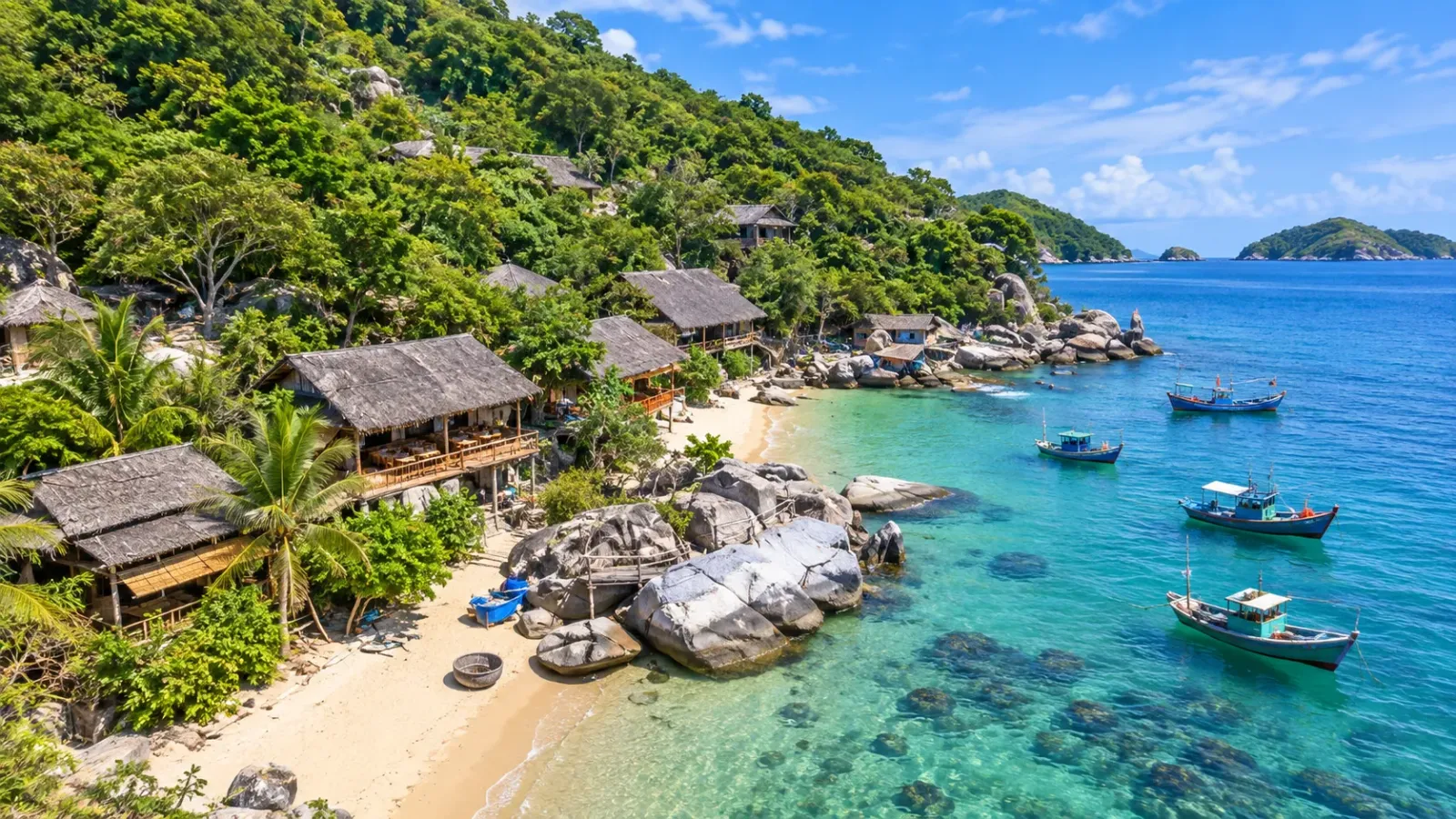 Không gian làng chài tại Hòn Heo thuộc quần đảo Bà Lụa