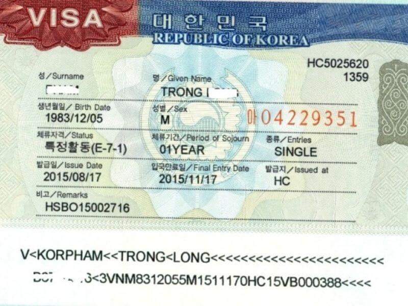 Visa E73 Hàn