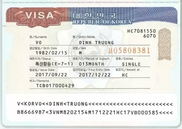 Visa lao động Hàn