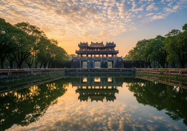 Cảnh quan sông Hương và cầu Trường Tiền ở Huế