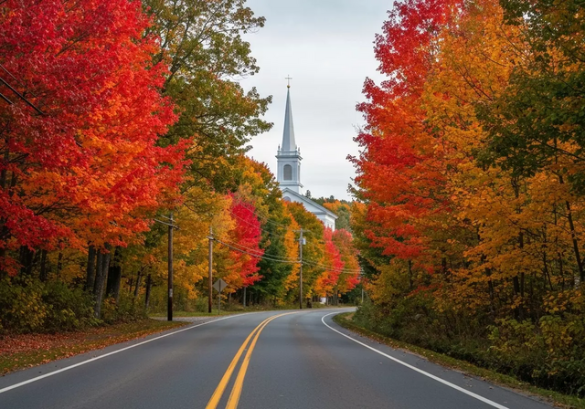Cảnh lá phong mùa thu rực rỡ ở New England