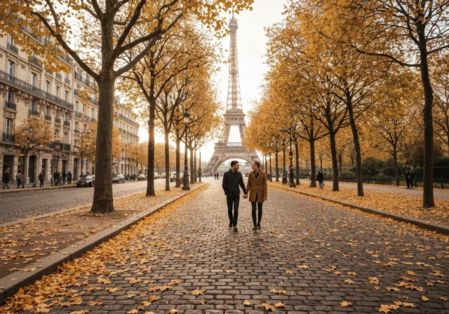 Khung cảnh làng cổ tích Colmar ở Pháp vào mùa thu với những ngôi nhà gỗ và cây lá vàng