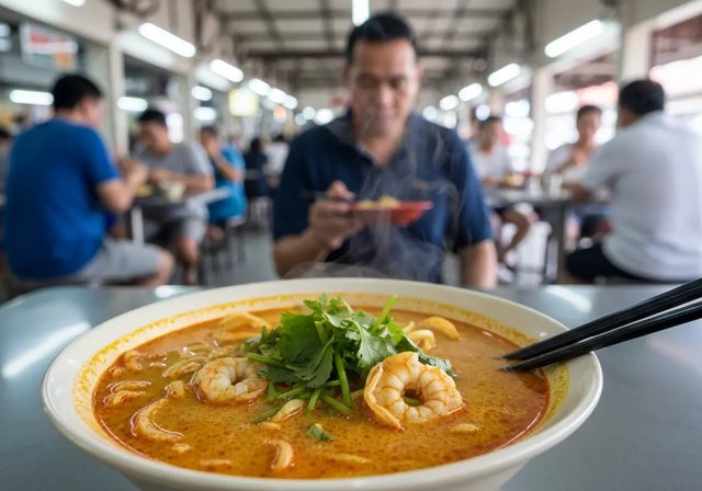 Những xiên Satay thịt gà và bò nướng trên than hồng, ăn kèm sốt đậu phộng
