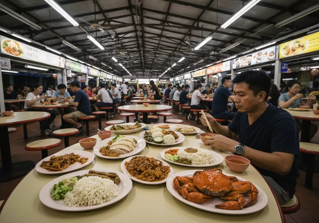 Các món ăn hấp dẫn tại một Hawker Centre ở Singapore