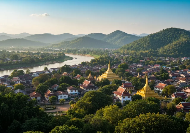 Cảnh quan sông Mekong thơ mộng tại Luang Prabang