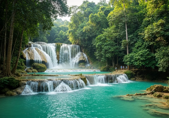 Phong cảnh thiên nhiên xanh tươi ở Lào mùa mưa cuối