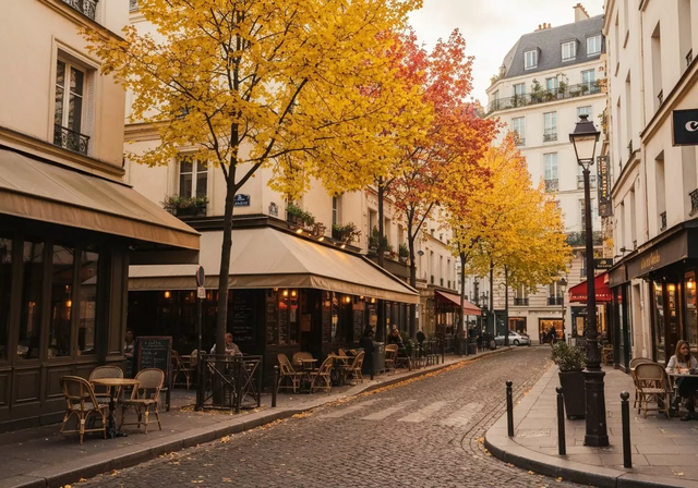 Tháp Eiffel và khung cảnh Paris mùa thu