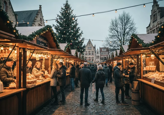 Quang cảnh thành phố Leuven vào mùa thu với kiến trúc cổ kính và cây cối ngả vàng